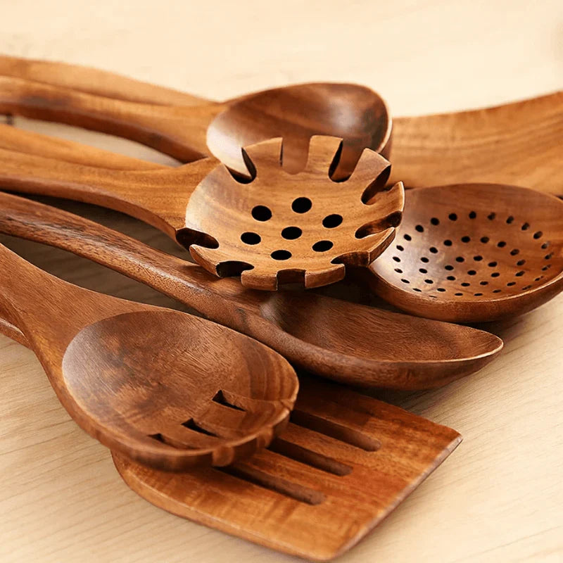 VelovaDK Eksklusive Teaktræsredskaber | 7-delt Sæt uden Toksiner