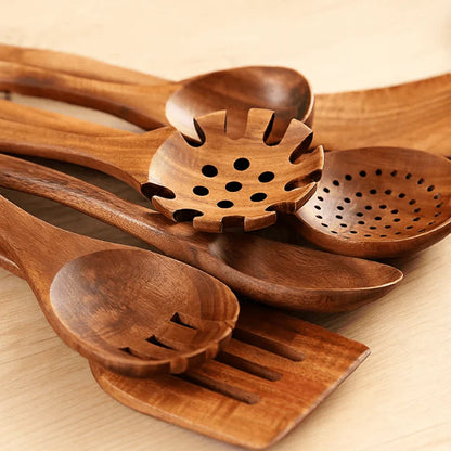 VelovaDK Eksklusive Teaktræsredskaber | 7-delt Sæt uden Toksiner