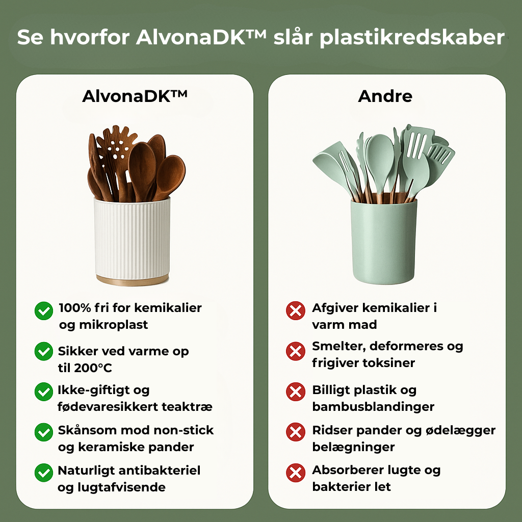 VelovaDK Eksklusive Teaktræsredskaber | 7-delt Sæt uden Toksiner